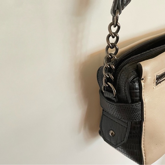 Simply Vera Crossbody Purse Sachel Bag Taupe & Black - Picture 7 of 8